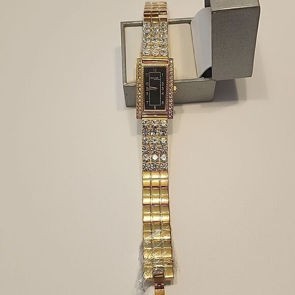 Ladies' CZ Rectangular Watch with Squares Textured Band *FOR PARTS ONLY* - Picture 1 of 4